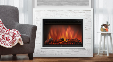 Каминокомплект:Очаг Electrolux EFP/P-3320RLS, портал Loft 30 камень белый, белая эмаль
