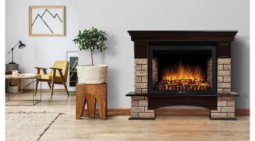 Портал Firelight Forte Wood Classic камень коричневый, шпон темный дуб