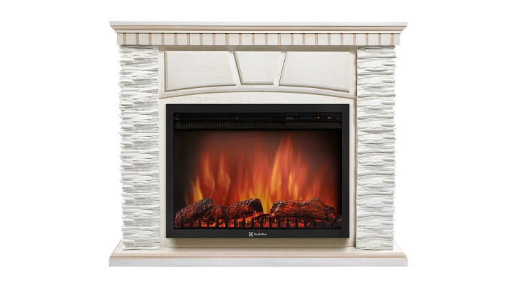 Портал Firelight Porto 30U (угловой) камень белый, шпон белёный дуб