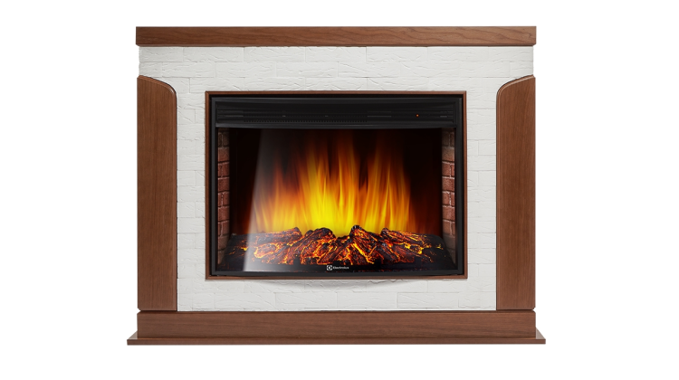 Портал Firelight Prestigio 30 камень белый, шпон дуб